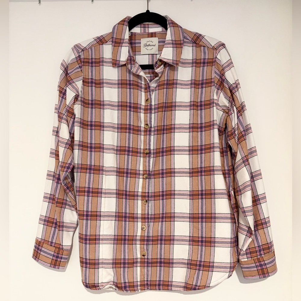 Jacks Girlfriend Plaid Flannel Button Down Shirt, Size Small